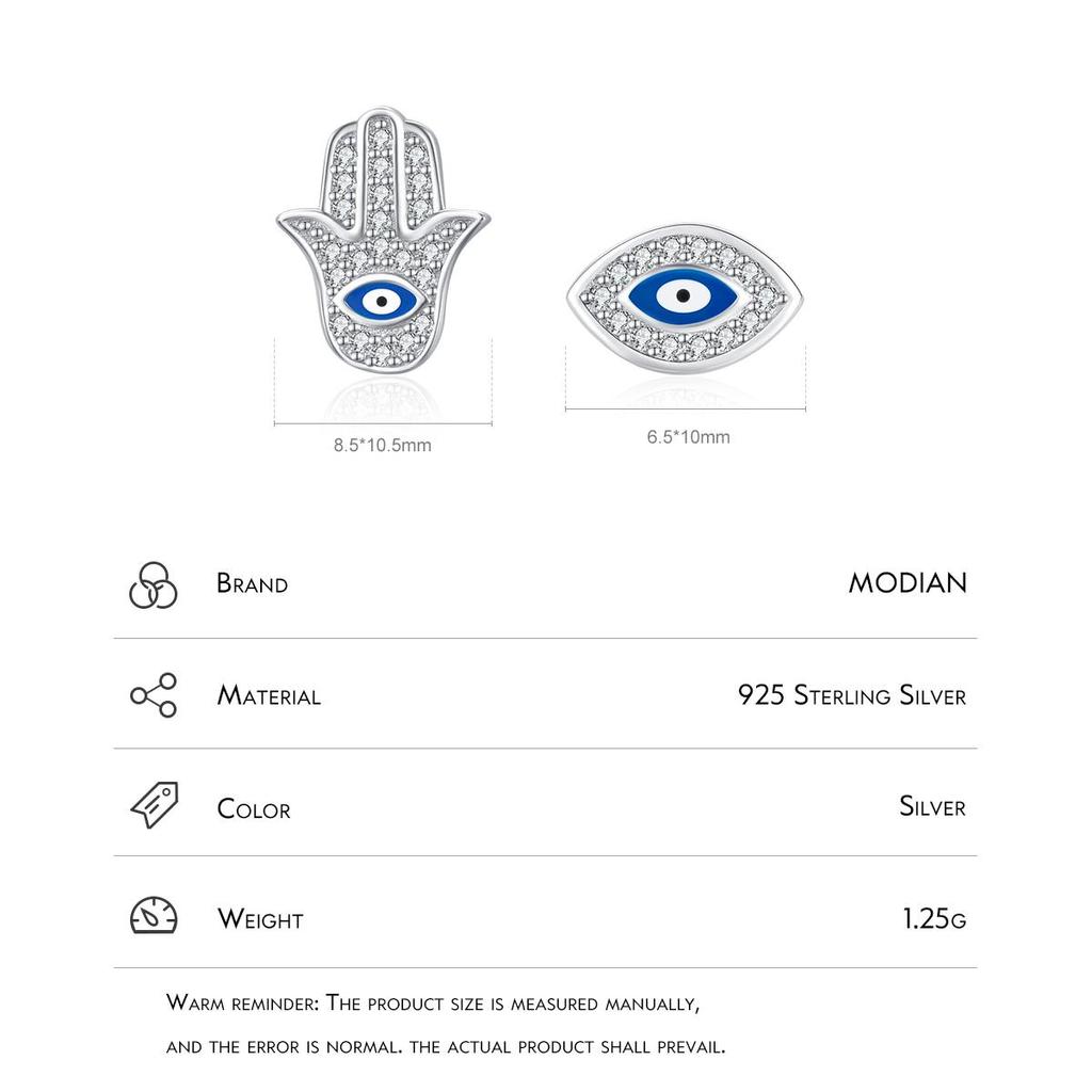 MODIAN CZ Blue Eye Emaille Palm Ohrstecker 925 Sterling Silber Funkelnde Hand der Fatima Ohrring für Frauen Edlen Schmuck