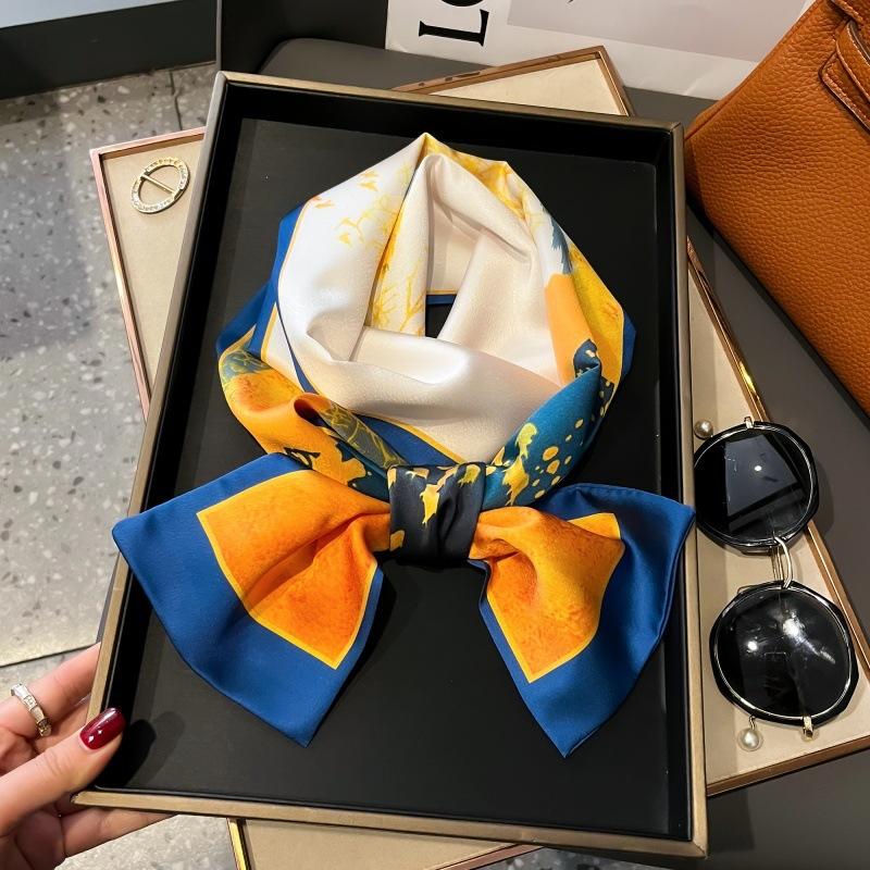 Satin high-end tied hair long silk scarf headband elegant and simple versatile hair band headband streamer hair accessories women's tied bag