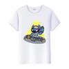 Kawaii Disney Cartoon Blouse Lilo Stitch Love Top Summer Short Sleeve 90S T-shirts White Shirt Kids Tees Woman Plus Size Clothes