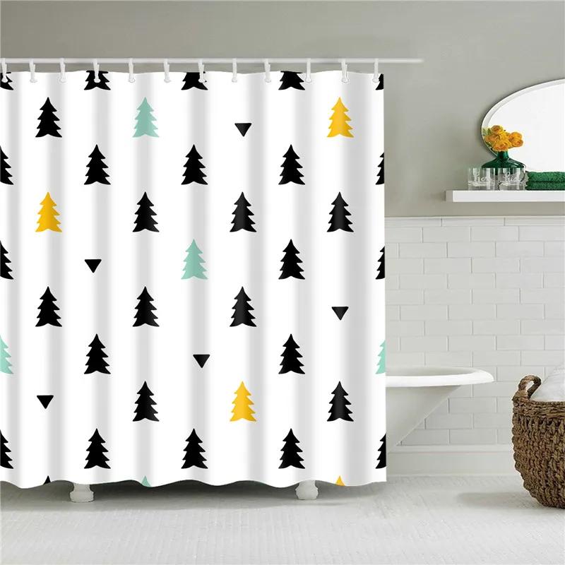 Waterproof Shower Curtains for Bathroom Home Decor Polyester Fabric Shower Curtains Geometric Pattern Multi-size Shower Curtains