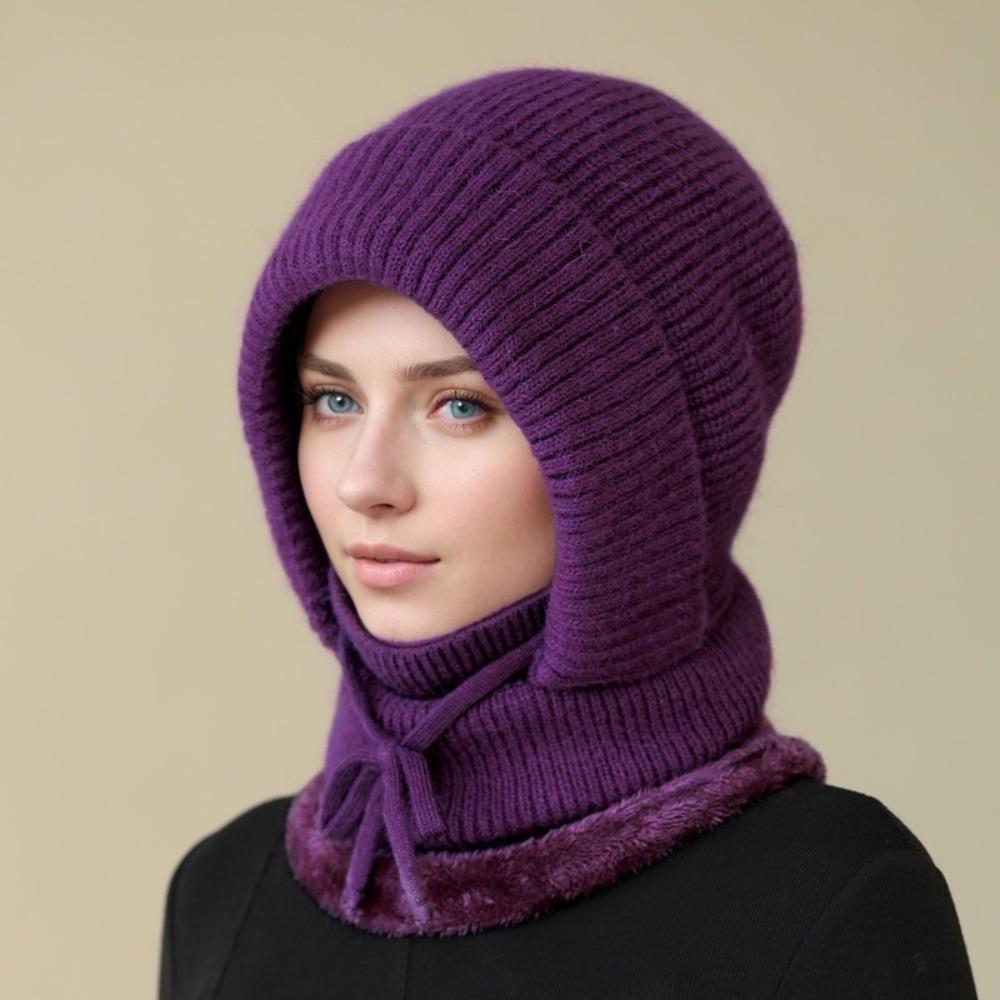 **Women Knit Balaclava Face Mask Neck Warmer Ear Flap Fleece Lined Outdoor Cycling Winter**
