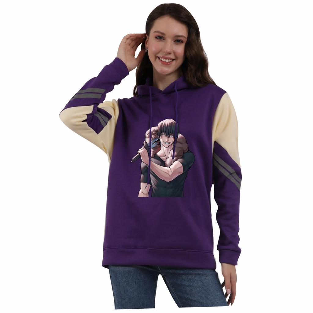 Jujutsu Kaisen Color Block Patchwork Fleece Hoodie for Men & Women