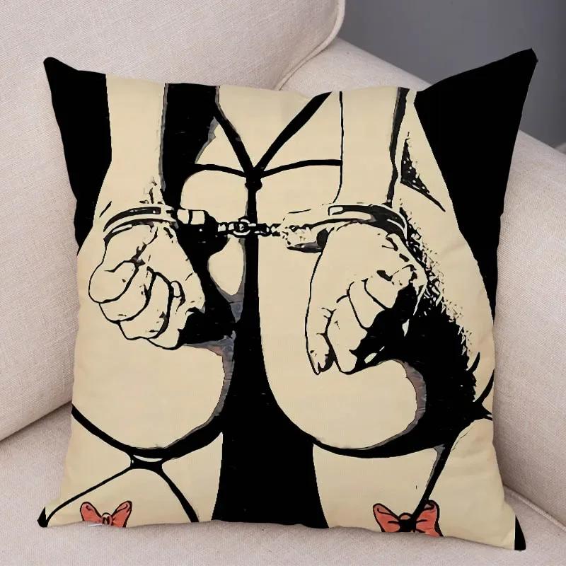 Home Decor Living Room Cartoon Sexy Lady Pillowcase Decoration Pretty Girl Ass Cushion Cover Sofa Car