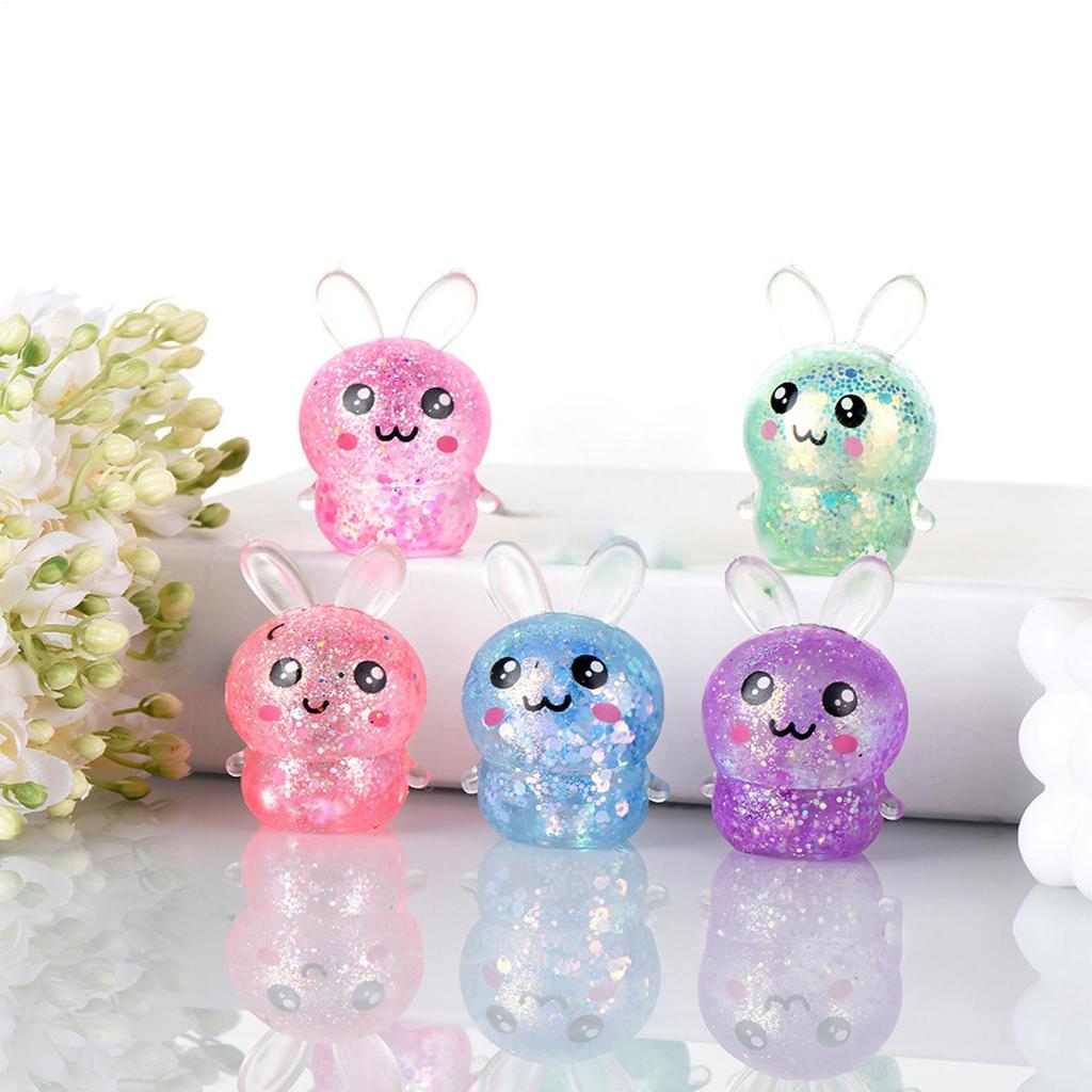 Cute Cartoon Rabbit Fidget Toys Soft Glitter Bunny Squeeze Stress Relief Toy Party Gift for Kids Adults Office Desktop decor