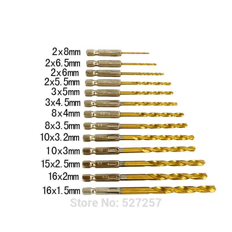 Hex Shank Twist Drill Bit Set for Electric Screwdrivers, 1.5-6.5mm
