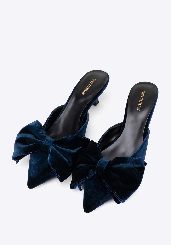 Escarpins pour femme Wittchen avec nœud, Bleu marine, Matière textile bleu marine