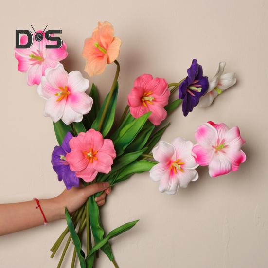 Simulated Tulips Bouquet Realistic Fake Flowers Home Decor Artificial Tulip Arrangement with Bendable Stems