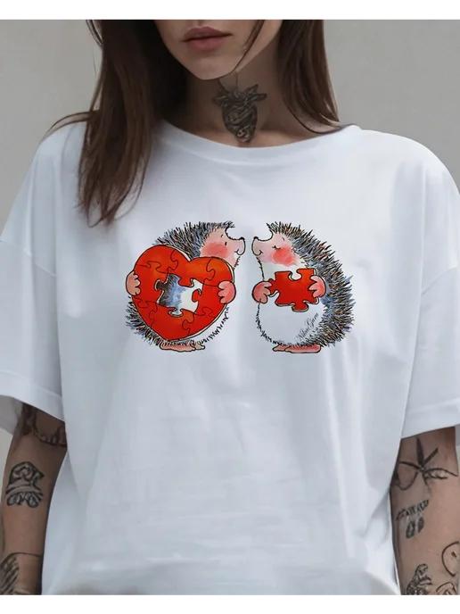 Summer T-shirt with a hedgehog print 3XL