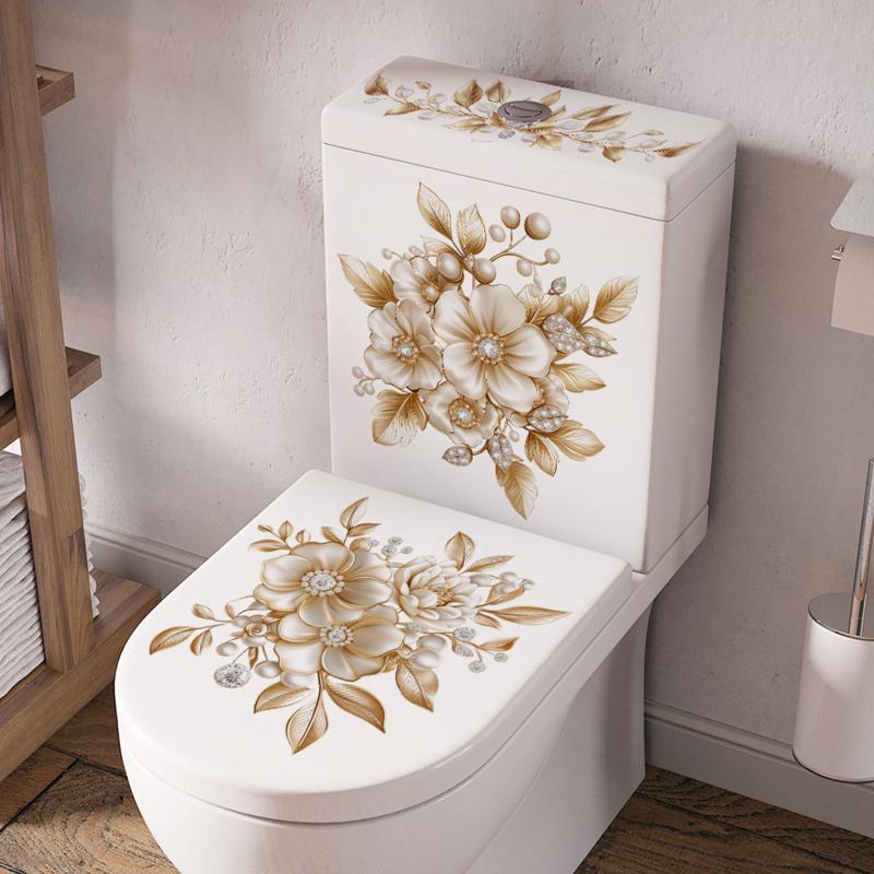 Tuvalet Stickerı Çiçek Kelebek Sticker Banyo Kendinden Yapışkanlı Boyama Su Geçirmez Sticker Tuvalet Kapağı Banyo Duvar Stickerı