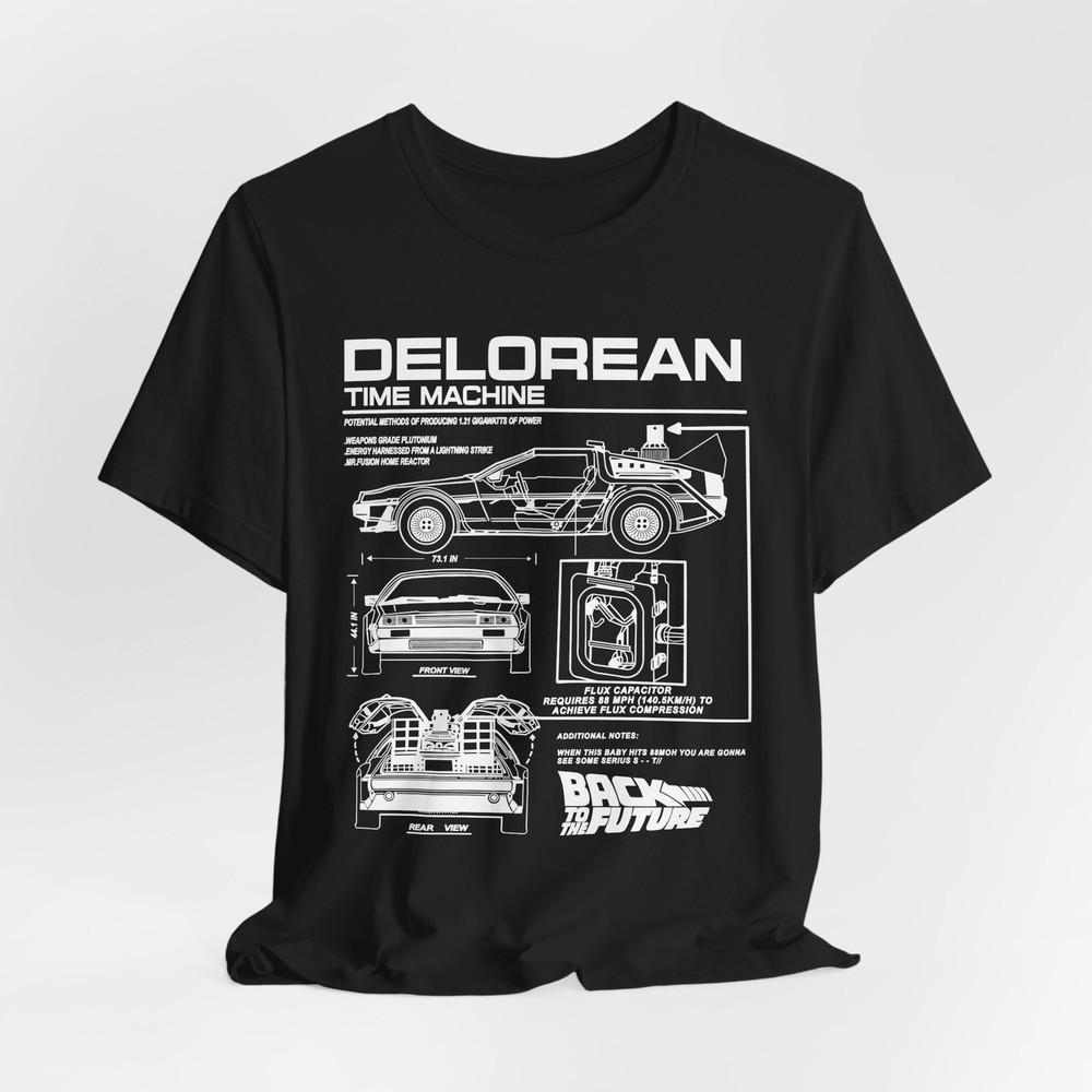 DeLorean Time Machine Blueprint TShirt  Unisex Retro Tee Engineering Look Unisex T-Shirt XXXXL