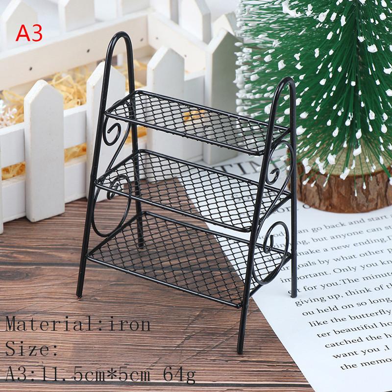 1/12 Dollhouse Miniature Rack Iron Shelf Flower Stand Decoration Accessories Handmade Playthings Present Children-Friendly