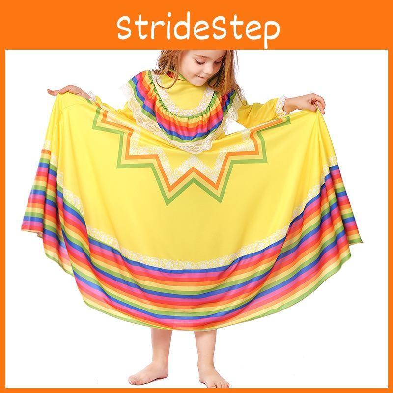 Mexicana Cosplay Long Dress Costumes For Kids Halloween Party Gift Performance