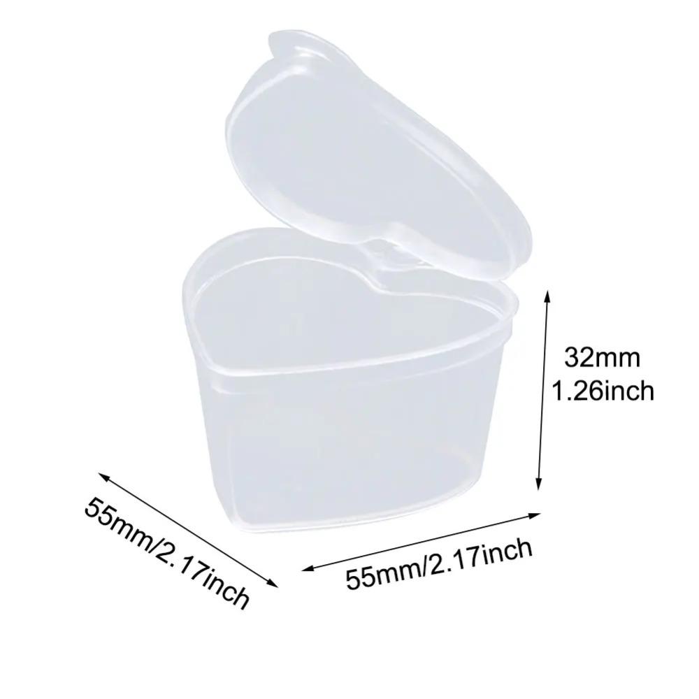 20pcs Transparent Love Shape Seasoning Box with Hinged Lids Pigment Paint Box Takeout Package