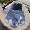 2025 Summer Women's High-Waist Retro Denim Shorts - Trendy Slim Wide-Leg Design