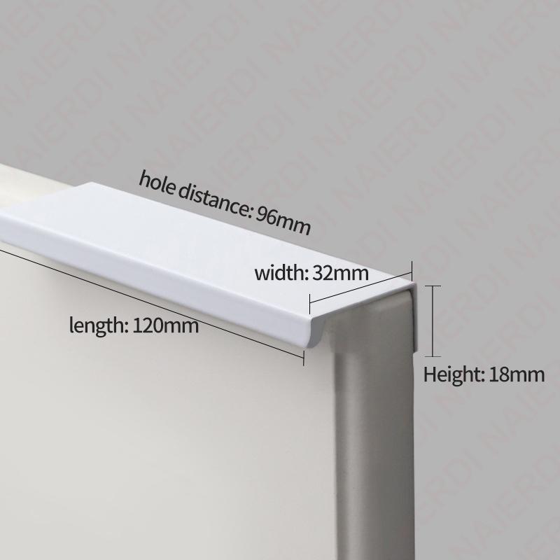 NAIERDI White Long Cabinet Handles Aluminum Alloy 800-1200mm Hidden  Furniture Handle Drawer Knobs Cupboard Pulls