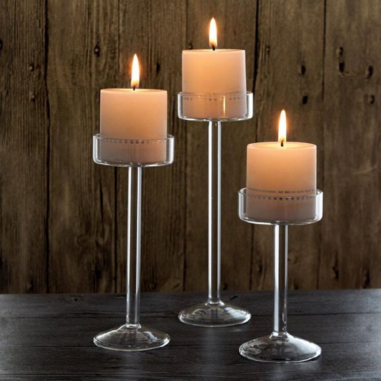 Votive Candle Holder Glass Clear Tealight Candle Stand Elegant Long Stem Candlestick Table Centerpiece Wedding Decors