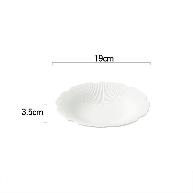 Farfurie cu dungi în formă de flori de culoare solidă Farfurie din ceramică cu friptură Farfurie cu salată Farfurii cu pește Farfurie pentru sushi Farfurii pentru desert