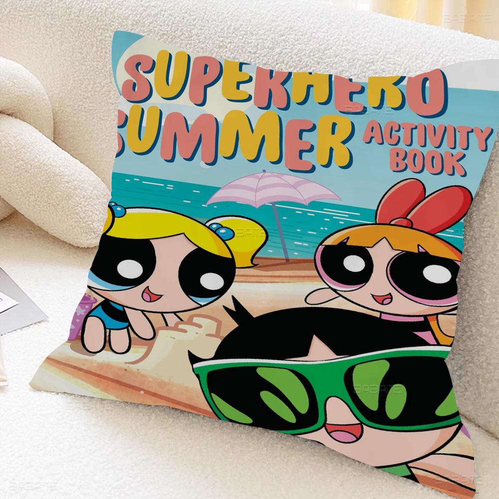 The Power-puff-Girls Decorative Room Aesthetics Pillow Case Home Decor Bedroom Sofa Bed Couch Pillow Cover 45x45