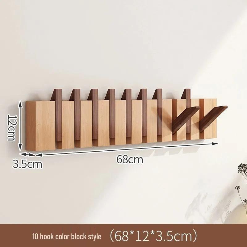 Solid Wood Wall-Mounted Piano Key Coat Hook - No-Drill Storage Rack for Clothes & Hats