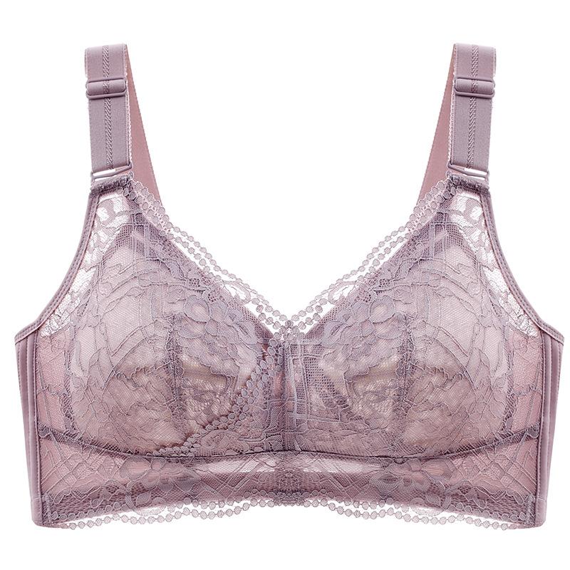 No Wire Bra Women's Underwear Lace Thin Section Gathering Beautiful Back Sexy Breast Adjustment Bra