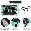 Sweet 16 Party Decorations, Fabric Happy 16th Birthday Banner Backdrop, Sweet Sixteen Birthday Decorations for Girls, Turquoise 16 Birthday Yard Sign