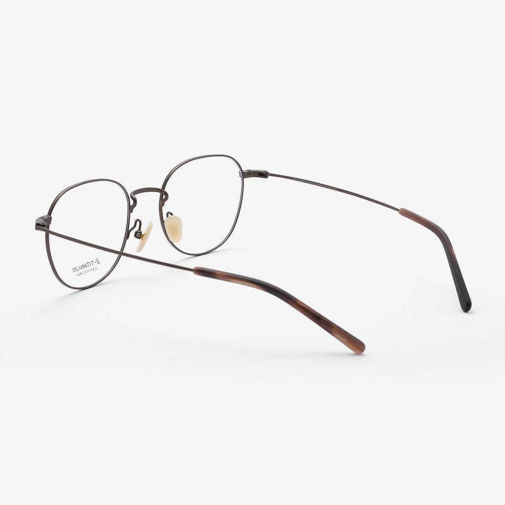 Alloaiweeo [Aloxrounz] Ara8111 C4 Minimal Titanium Classic Brown Square Glasses