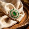 Luxury Court-style Multi-Tier Halo Emerald Zircon Sunflower Brooches for Women High-end Exquisite Oval Floral Corsage Jewelry