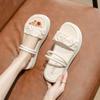 Fairy wind two wearing slippers female 2025 summer new thick-bottomed French evening wind outside wearing sandals Roman one-word slippers