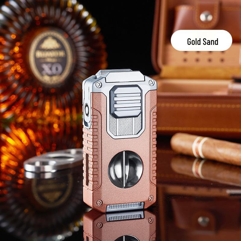 Triple Jet Cigar Lighter with V-Cutter & Puncher