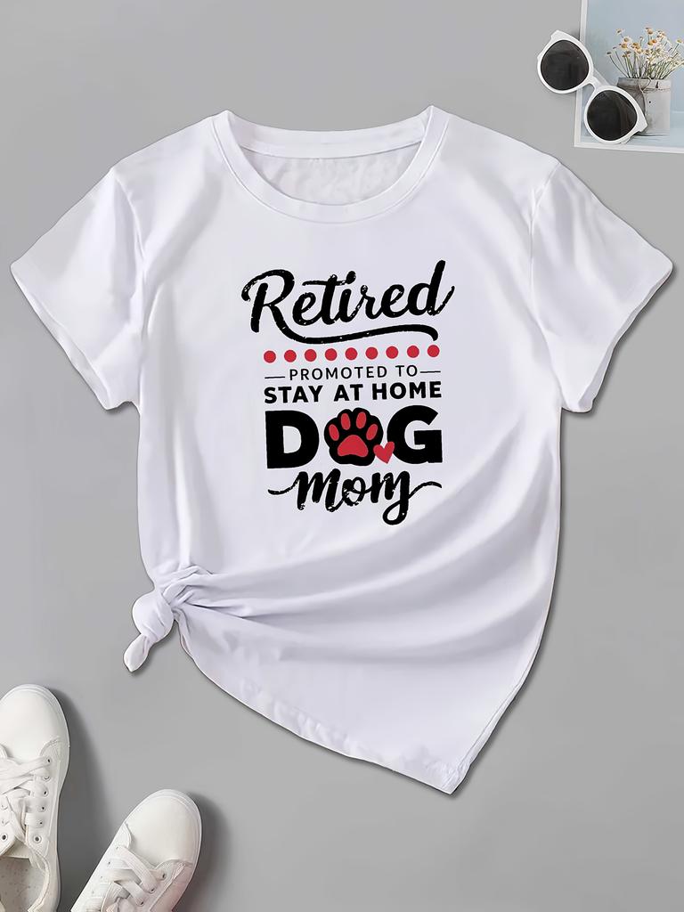RETIRED DOG MOM WoUnisex Sports Sleeve Harajuku Short Sleeve Casual WoUnisex Tshirt Clothing Street Tops Tees Aesthetic Clothes