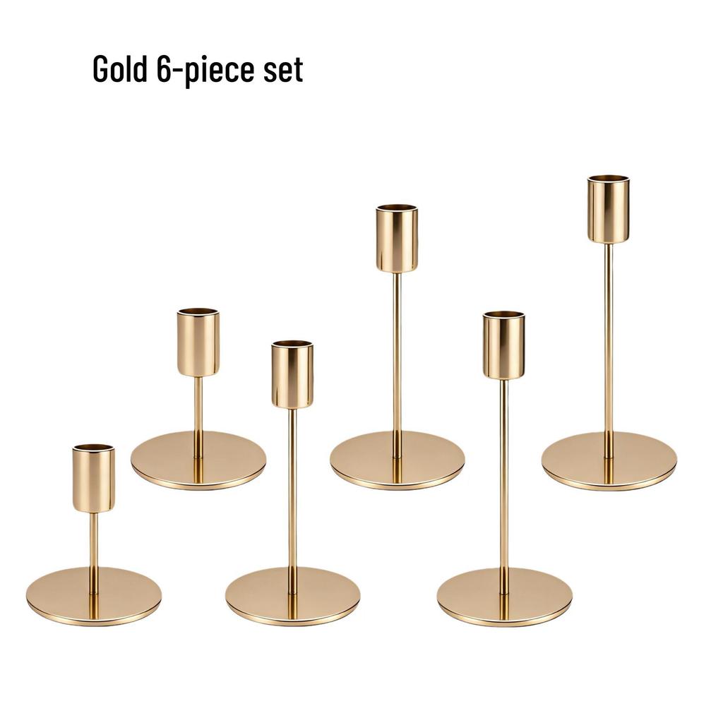 European Style Gold Iron Art Metal Candlestick Ornament