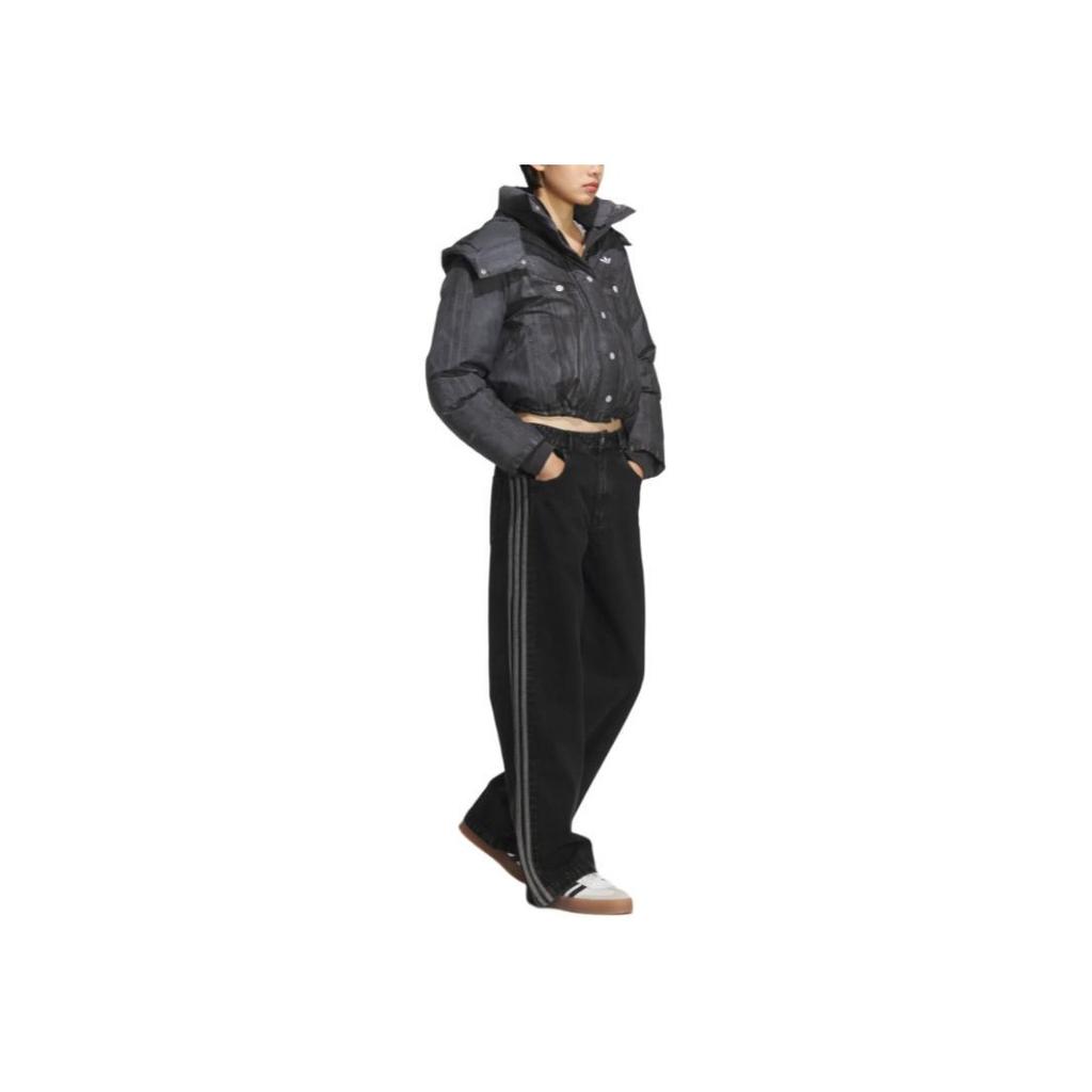 adidas Originals FW25 FK Denim Crop Sports Warm Zipper Long Sleeve Down Jacket Women Jacket KC2634
