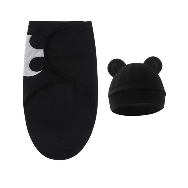 4 Set Baby Swaddles Wrap Blanket with Bonnet Hat Sleeping Bag Anti Kick Blanket Swaddles for Toddler 0-12 Months