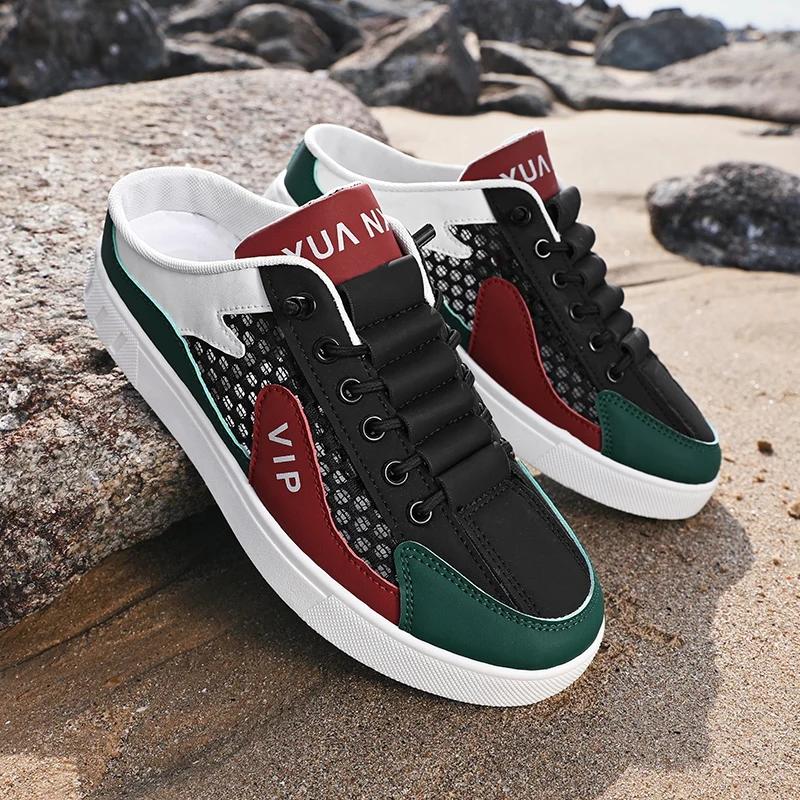 Summer Men Half Slippers Comfortable Walking Sneakers Breathable Lightweight Man Casual Shoes Non-slip Flats Lazy Shoes