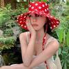 Polka Dot Ribbon Summer Sun Hat Lace Bucket Hat Fashion Sunshade Hat Girl