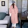 Women Winter Overcoat Double-breasted Turn-down Collar Long Sleeves Buttons Loose Cardigan Mid Length Outdoor Woolen Coat