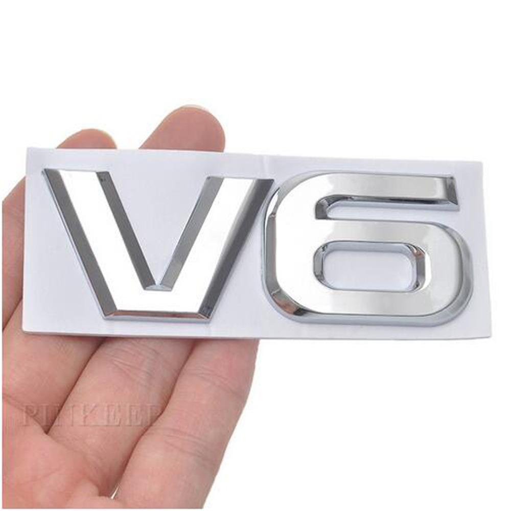 ZZTZZ 3D Metall V6 Motor Display Bilklistermärke Emblem Märke V6 Emblem 3D Märke Lastbilsnamnskylt Klistermärke Dekal Ersättning