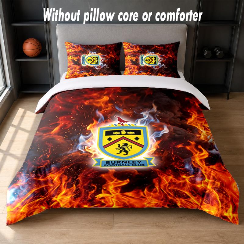 Set Biancheria da Letto Design Calcio Burnley 1 Copripiumino + 2 Federe Morbido Traspirante Biancheria da Letto per la Casa