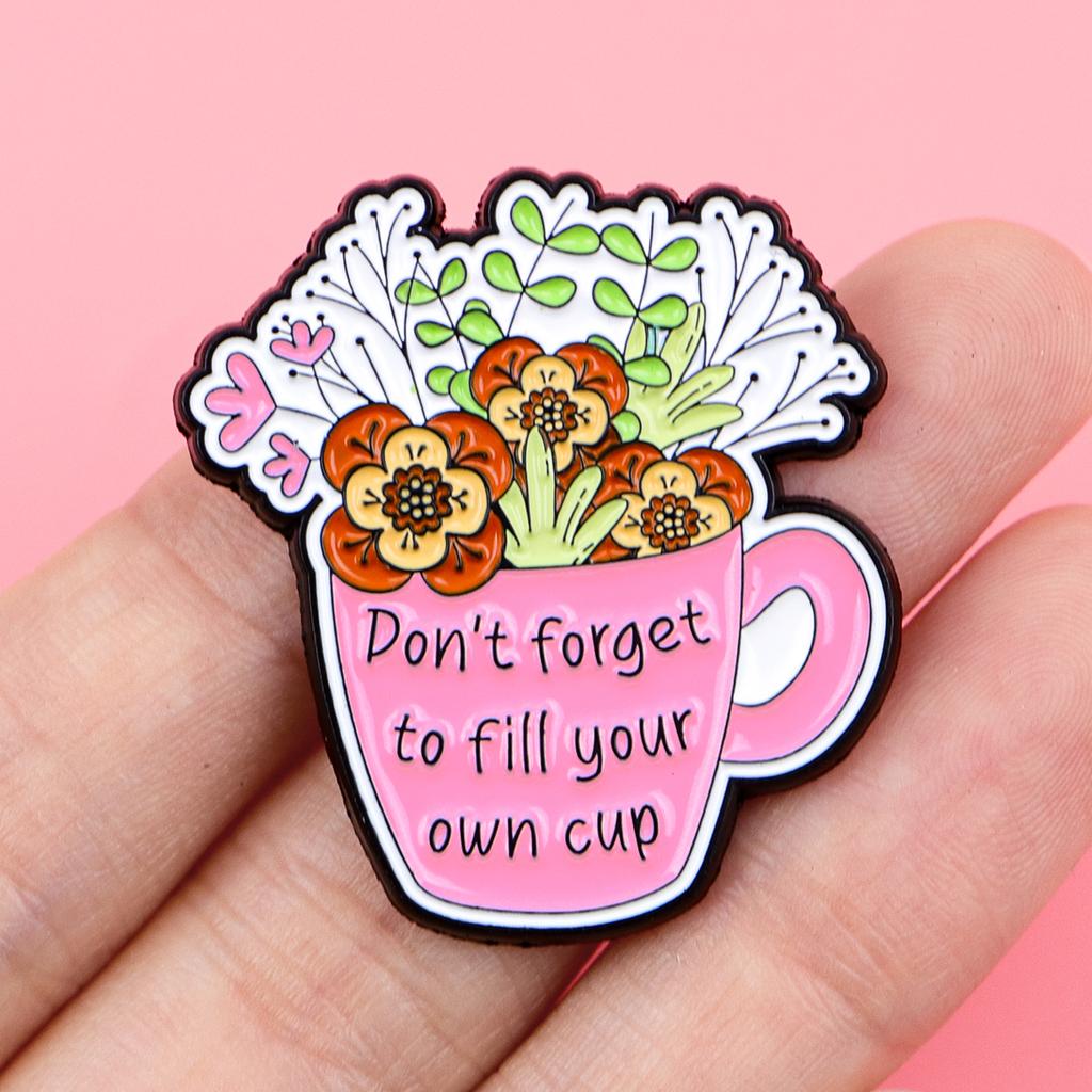 Inspirational Quotes Enamel Pin Flowers Brooch Pines Lapel Pins Badge Clothing Accessories Fashion Jewelry Thanksgiving Gifts