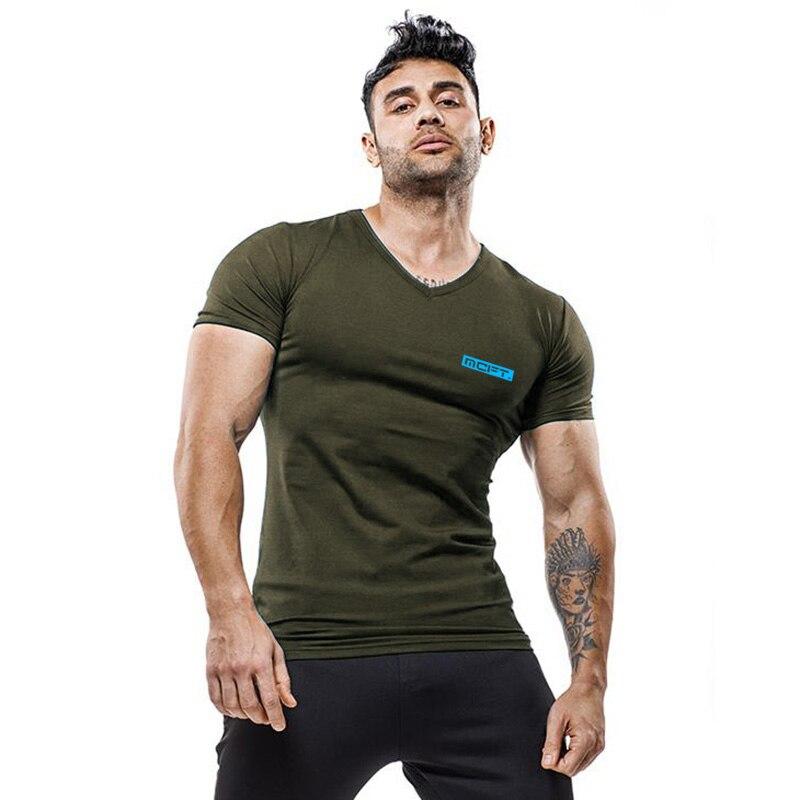 Muscleguys Summer Men’s Casual Fashion T-Shirts Simple Slim Fit Printed Short-sleeve Bodybuilding Fitness Men Tops Spot Sale