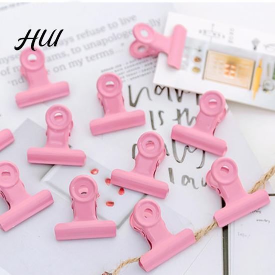 Paper Clamp Metal Clip 8PCS Binder Clips Round Tail Safety Design Stable Clamping Fresh Color Force Macaron Rust Resistant Office School Supplies