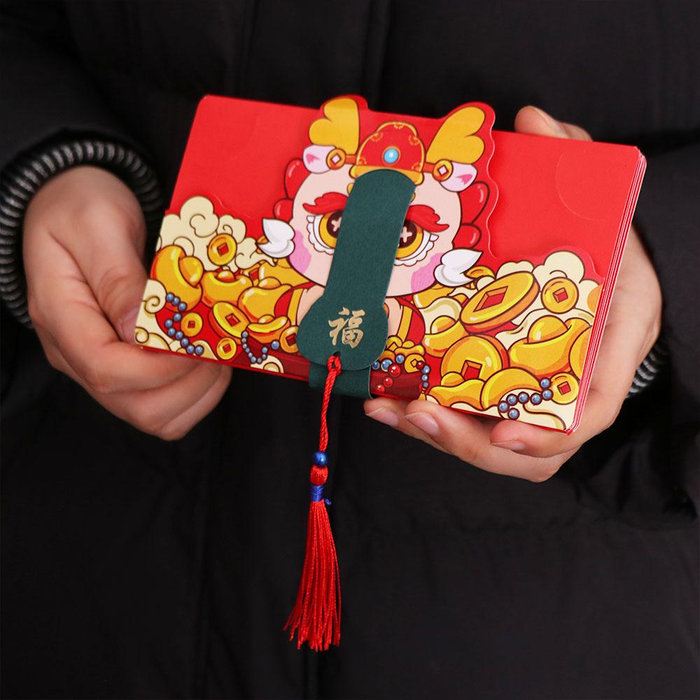 DIY Packing 2025 New Year Packet Cartoon Blessing Bag Creative Folding Red Envelope Birthday Gifts