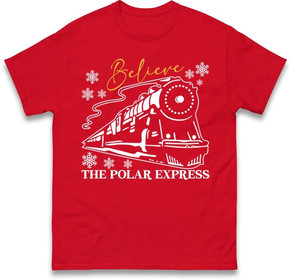 Polar Express Believe Christmas T Shirt Santa Train Snowflake Holiday Movie Tee S