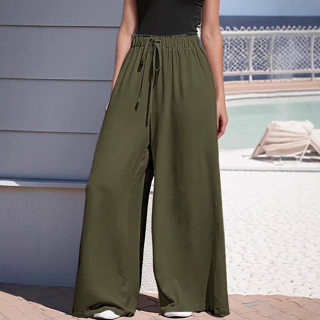 2025 Women's Four Seasons Wide-Leg Drawstring Casual Trousers