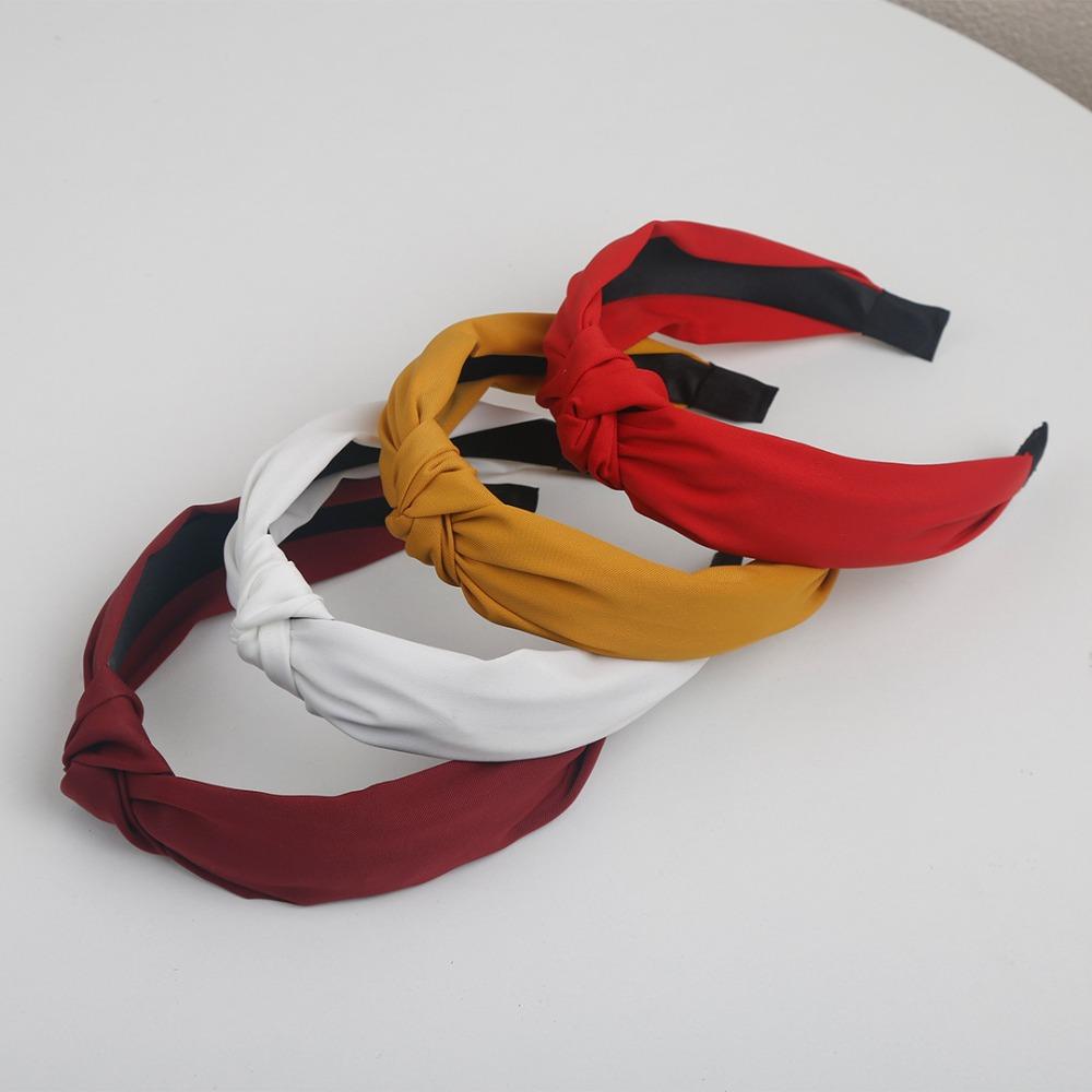 New Solid Cloth Headband Simple Hundred Lap Wide Edge Knot Hair Band Hair Accessories Woman