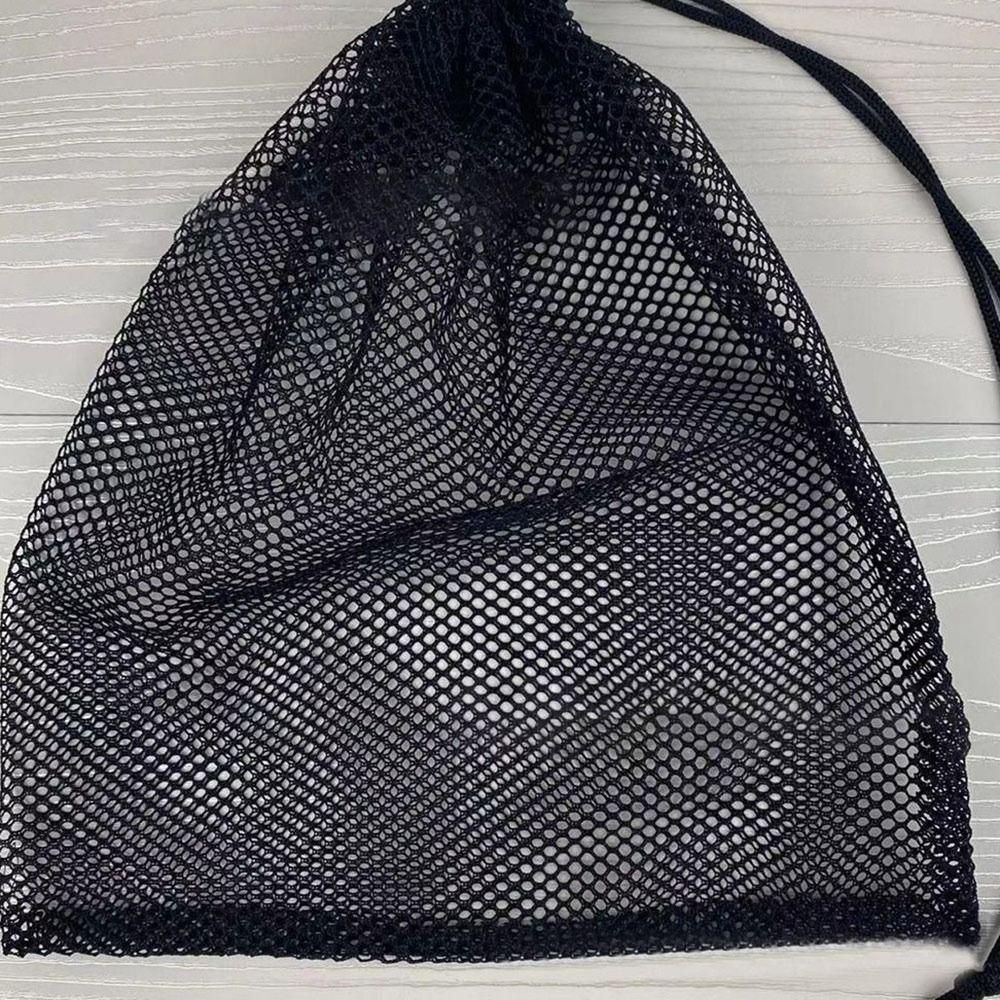 Nylon Drawstring Storage Pouch Bag Black Mesh Pouch Portable Laundry Bag