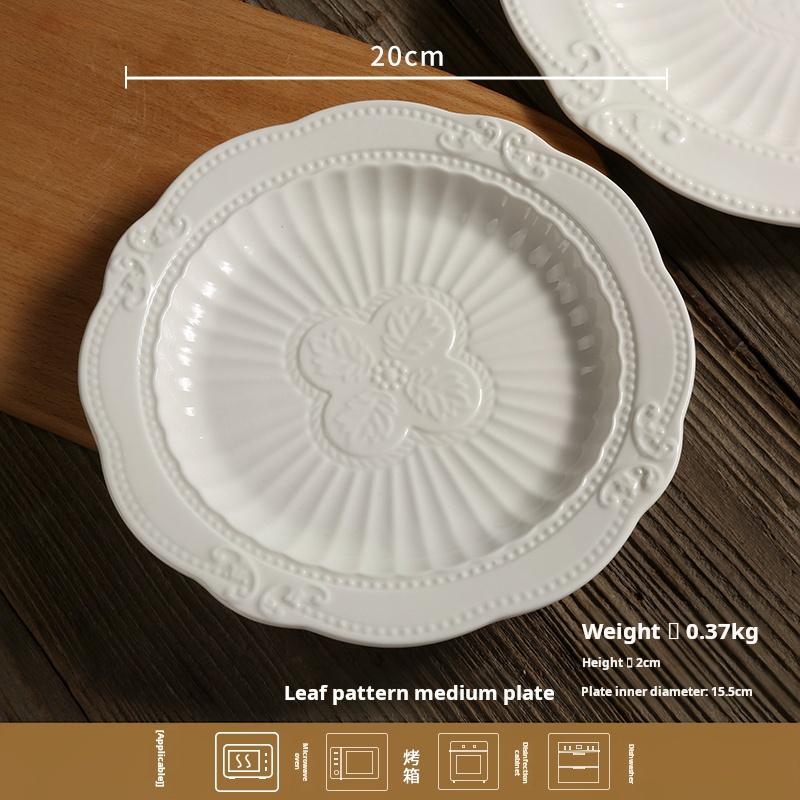 European-style home butterfly relief round plate, Western dinner plate, steak inventory, heart plate, dessert plate, cake plate
