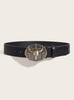 A western style cow head buckle peony pattern PU leather belt fashionable and casual