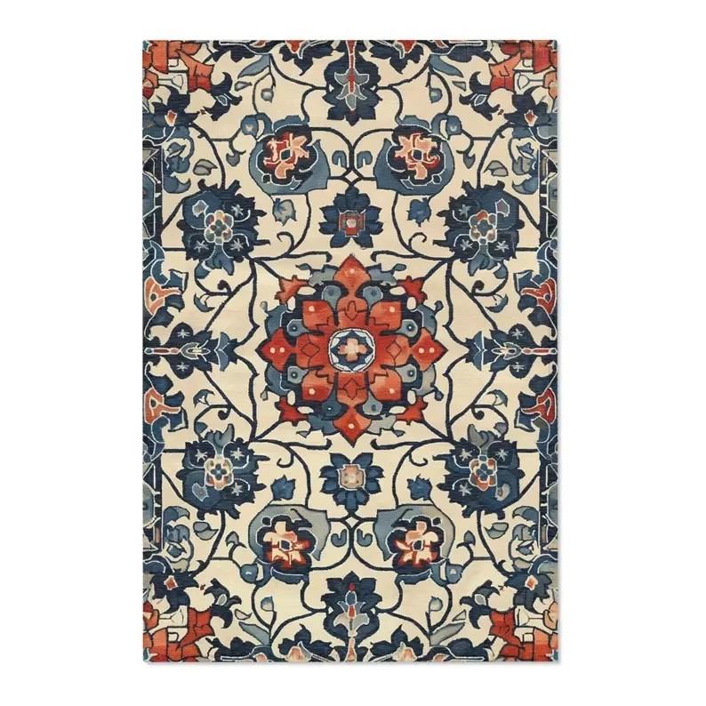 Lila Persischer Bereichsteppich Dunkel Floral Schlafzimmerteppich Modern Klassisch Fusion Wohnzimmer Art Deco Teppich Waschraum Fußmatte