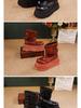 Women's 2025 Height-Increasing Martin Boots - Washed Cowhide Platform Ankle Boots with Buckle and Thick Sole